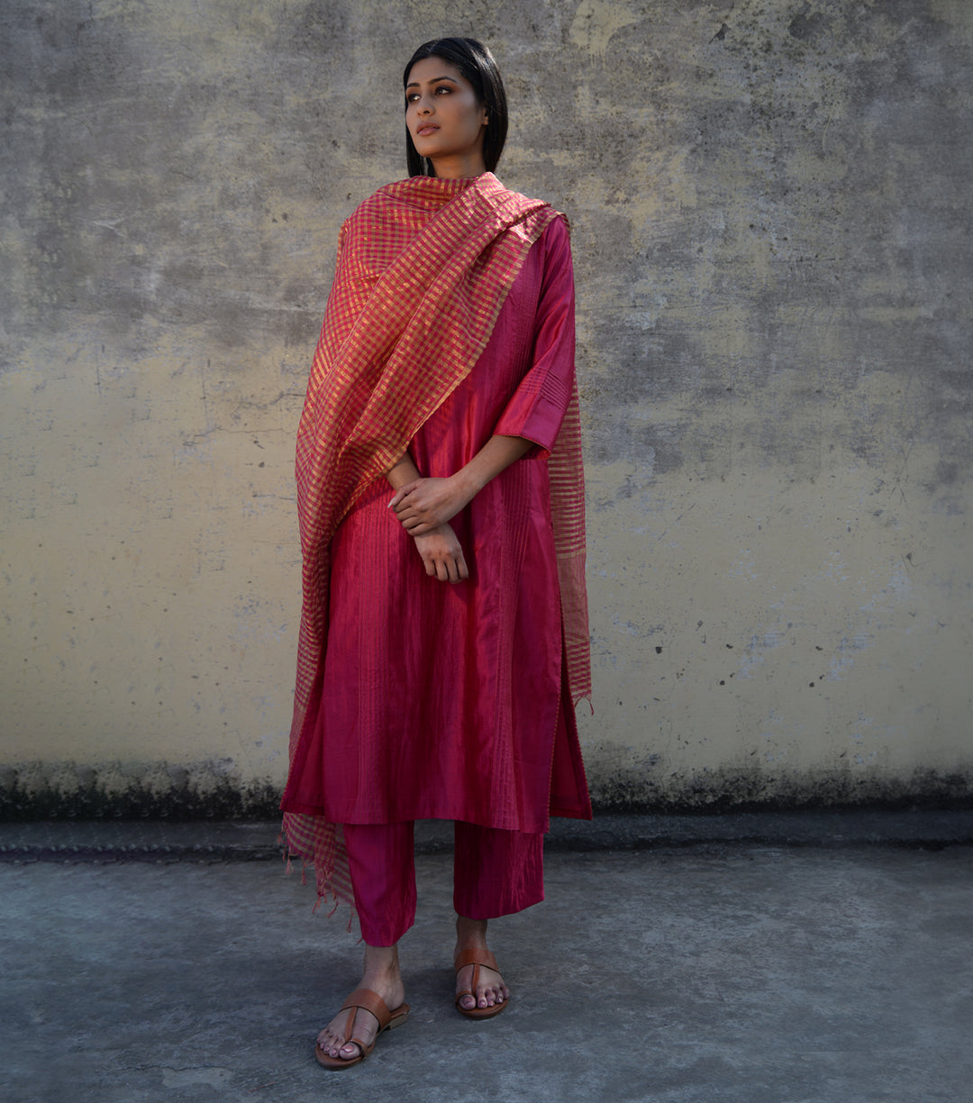 Magenta Silk Suit Set