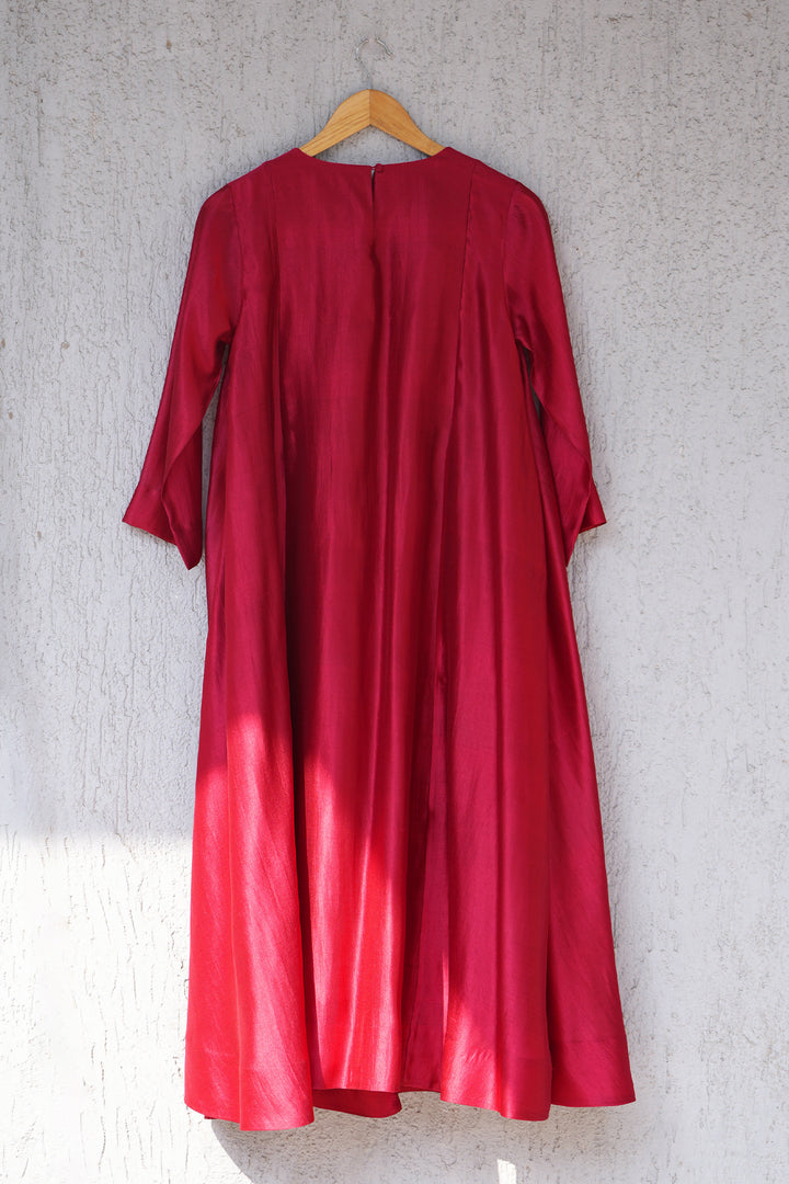 Red Silk Embroidered Dress