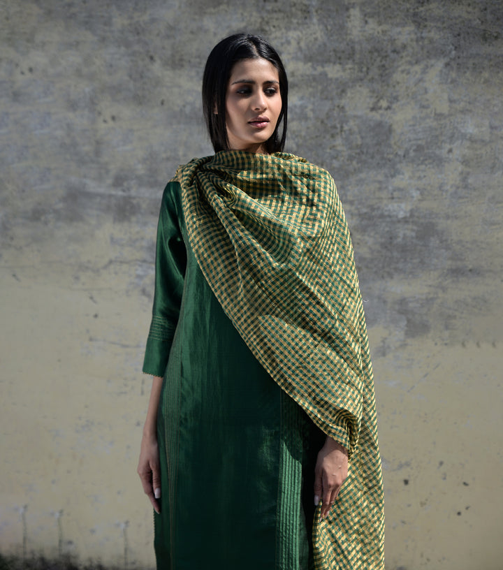 Green Chanderi Dupatta