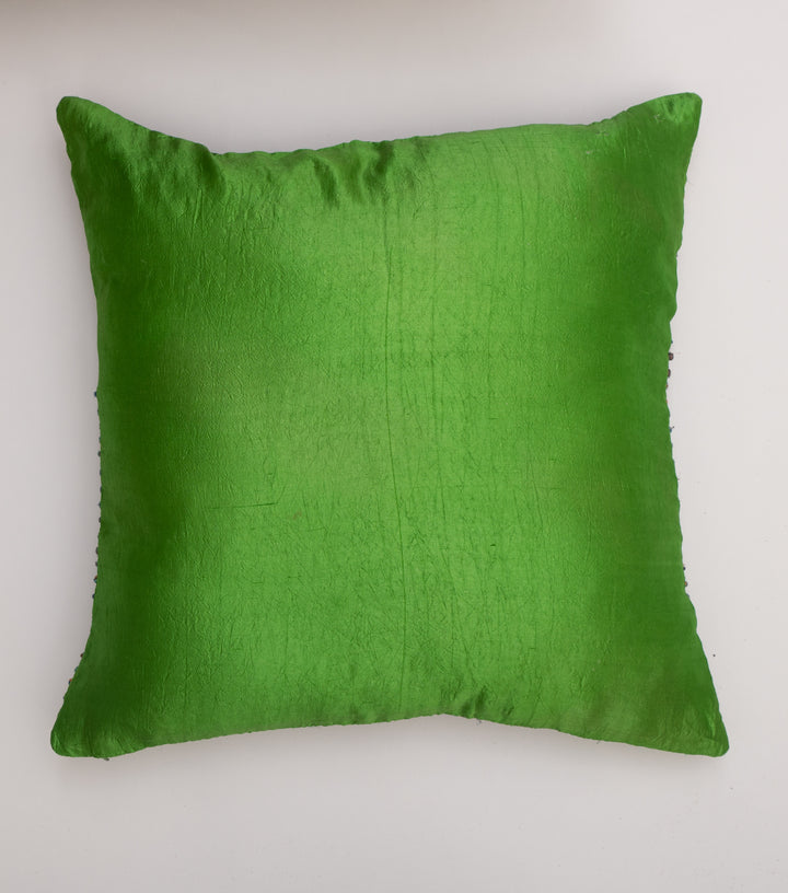 Green French Knot Silk Cushion Cover