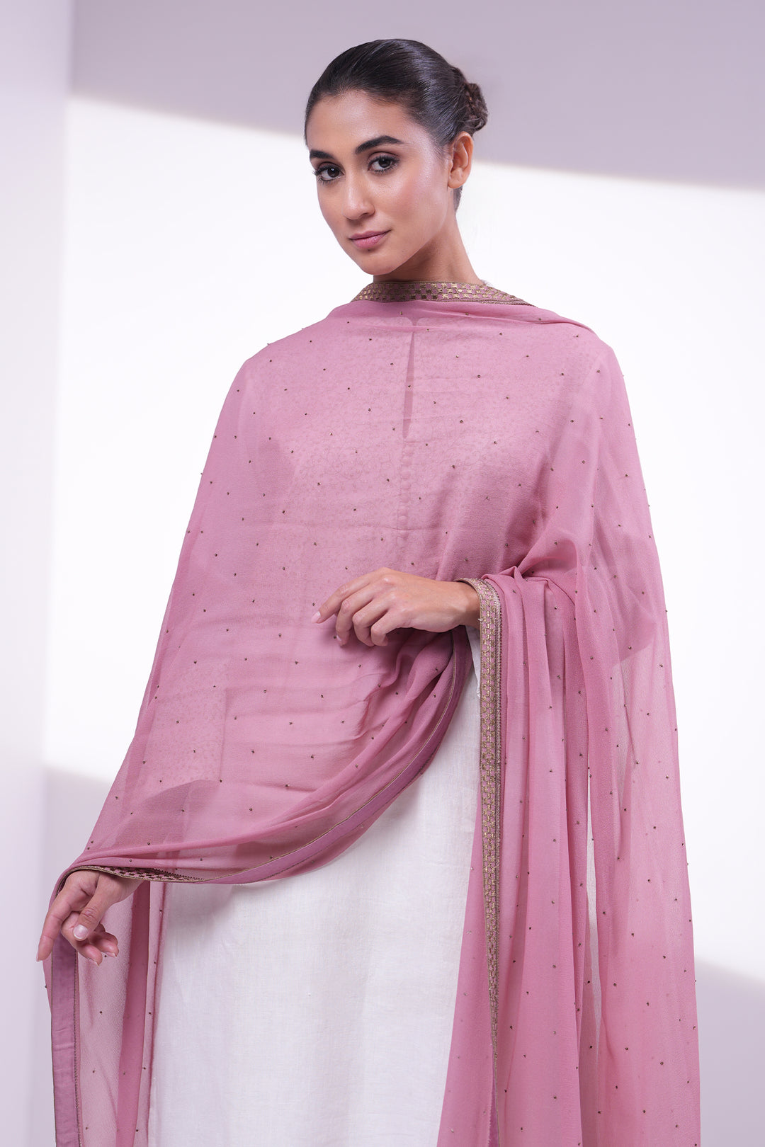 Pink Embroidered Dupatta