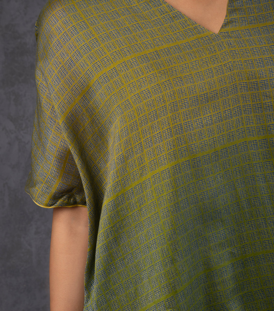 Green Printed Ombre Chanderi Dress