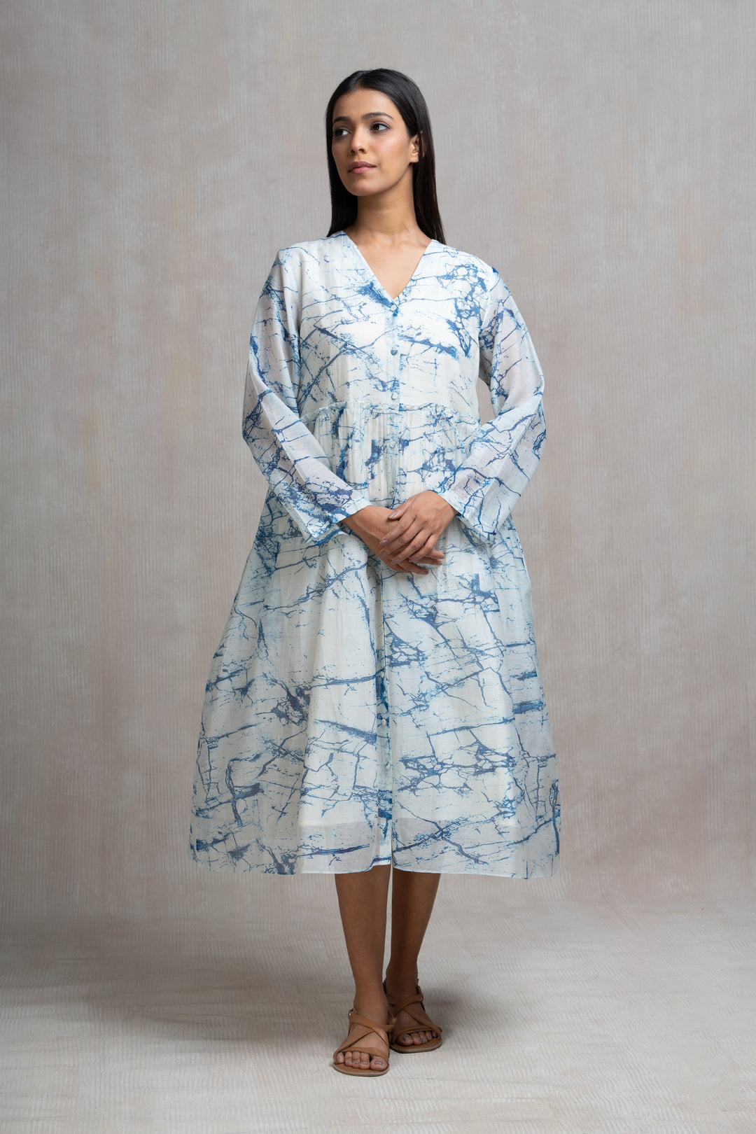 Soft Chanderi Splash Print Summer Dress