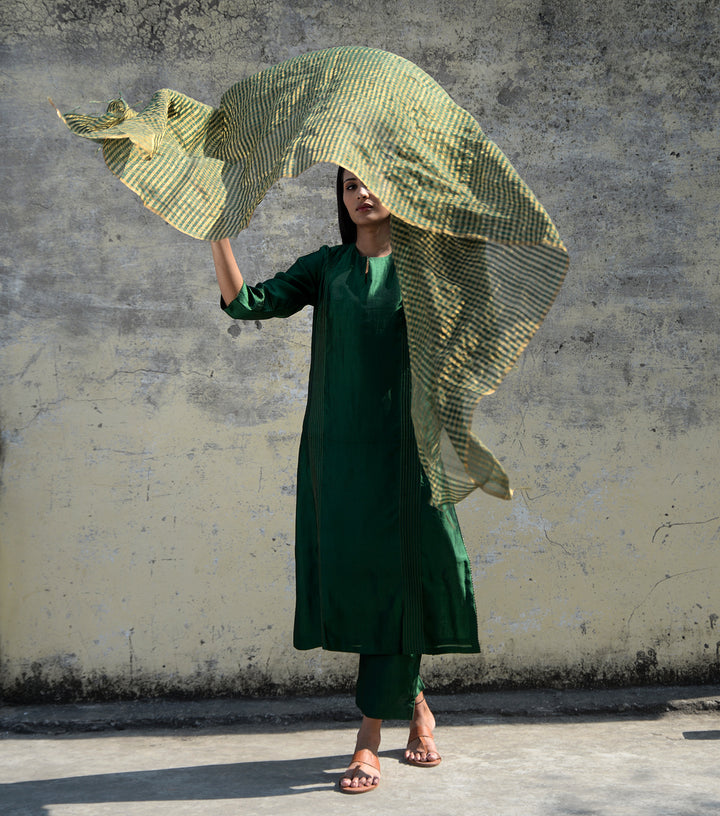 Green Chanderi Dupatta