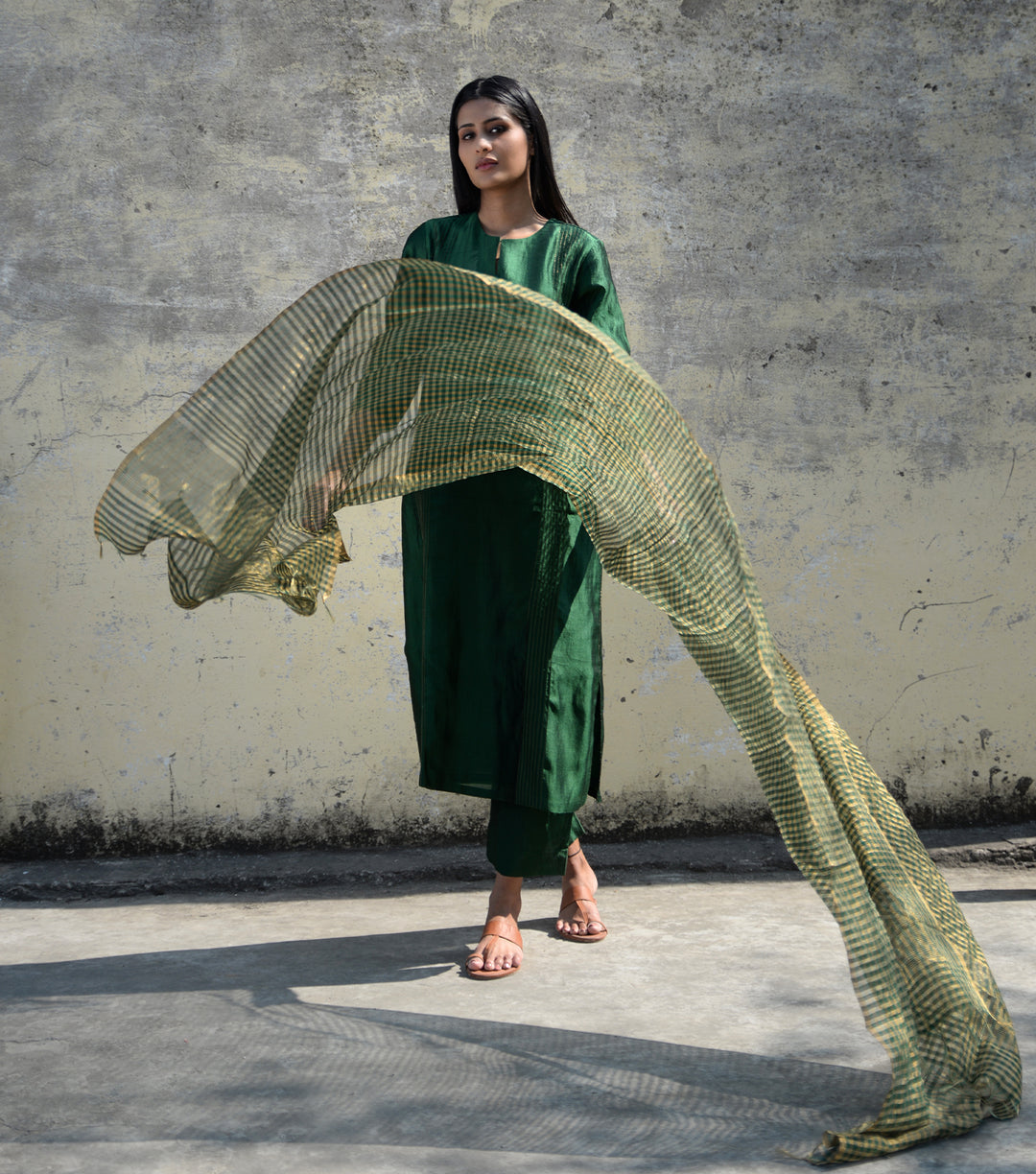 Green Silk Suit Set