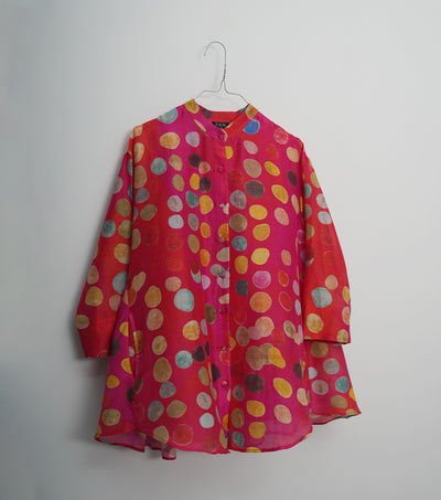 Magenta Pink Printed Chanderi Shirt