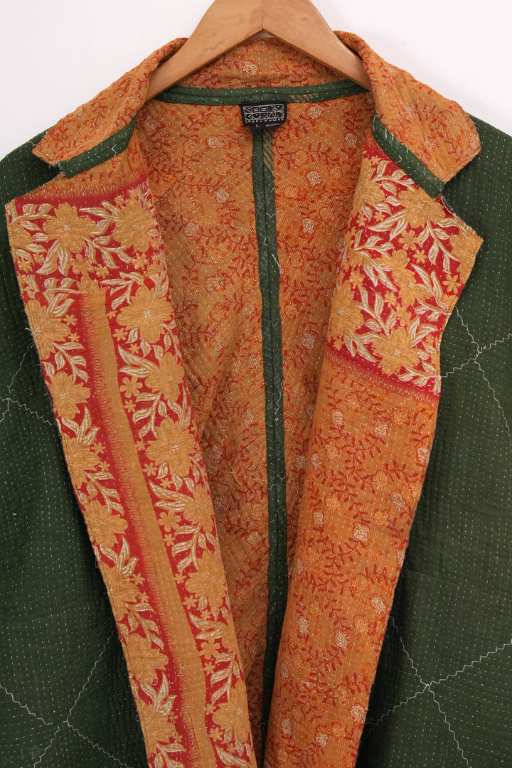 Green Vintage Cotton Kantha Jacket