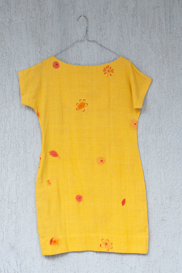 Yellow Khadi Embroidered Tunic