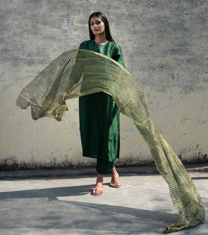 Green Silk Suit Set