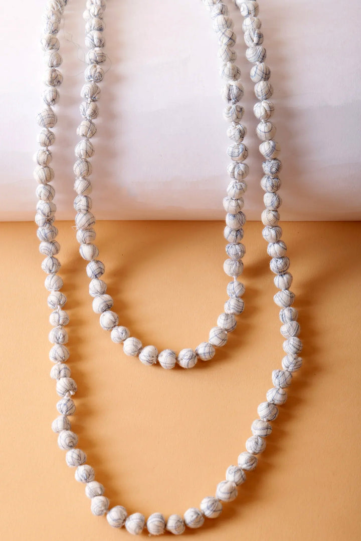 White Cotton Beaded Necklace