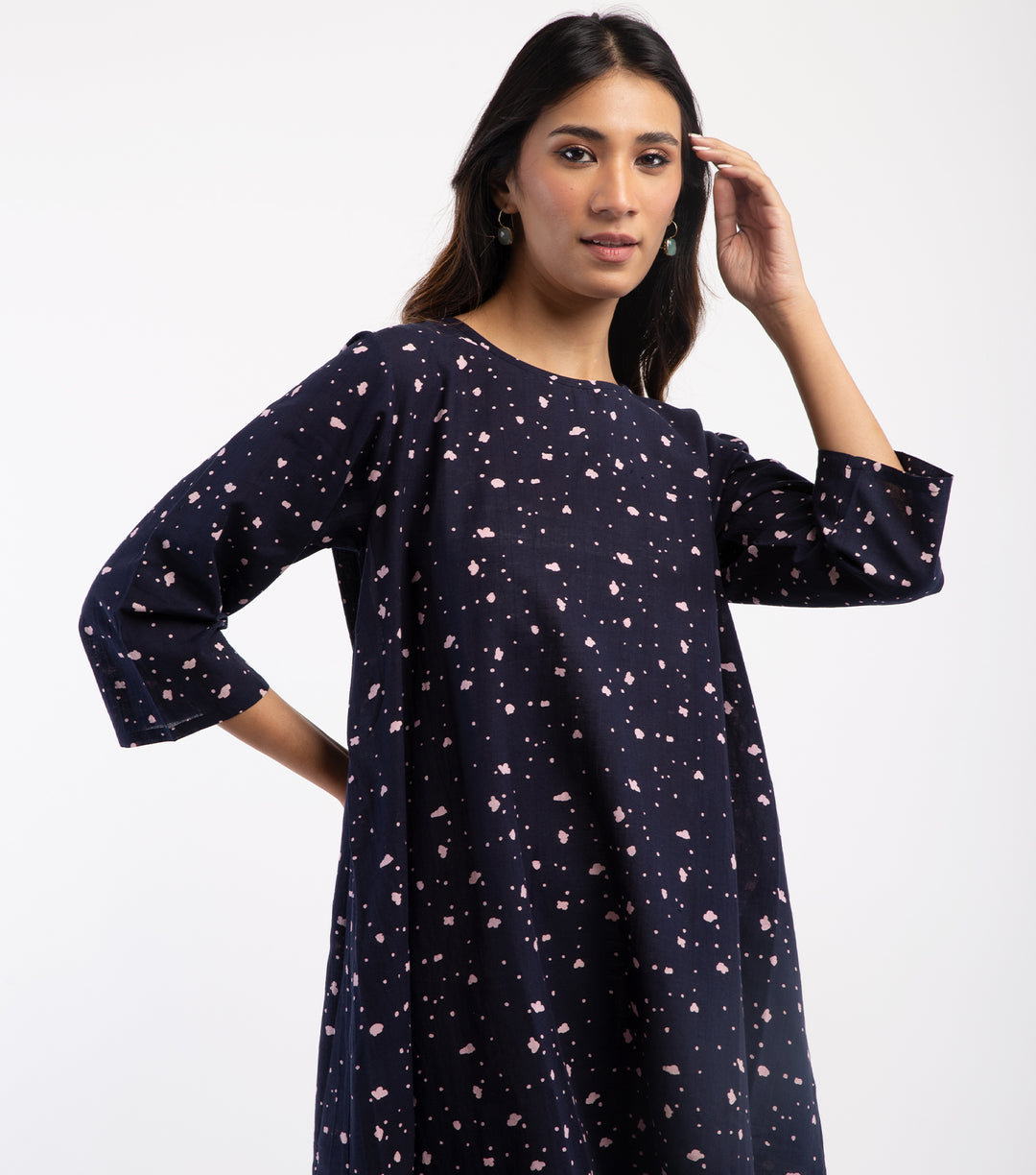 Navy printed Cotton Dress