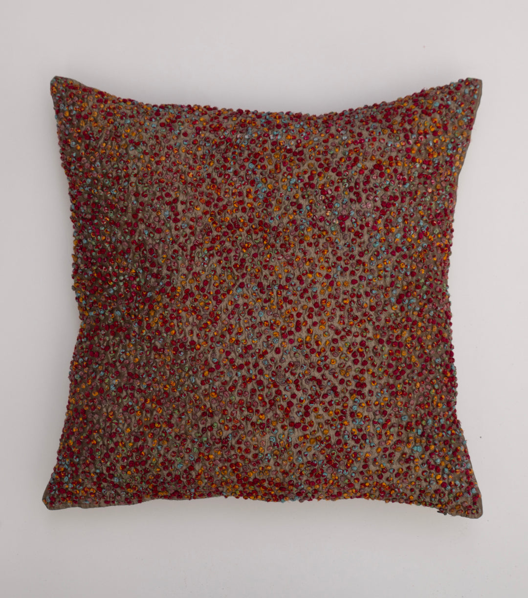 Multi Color French Knot Silk Cushion Cover