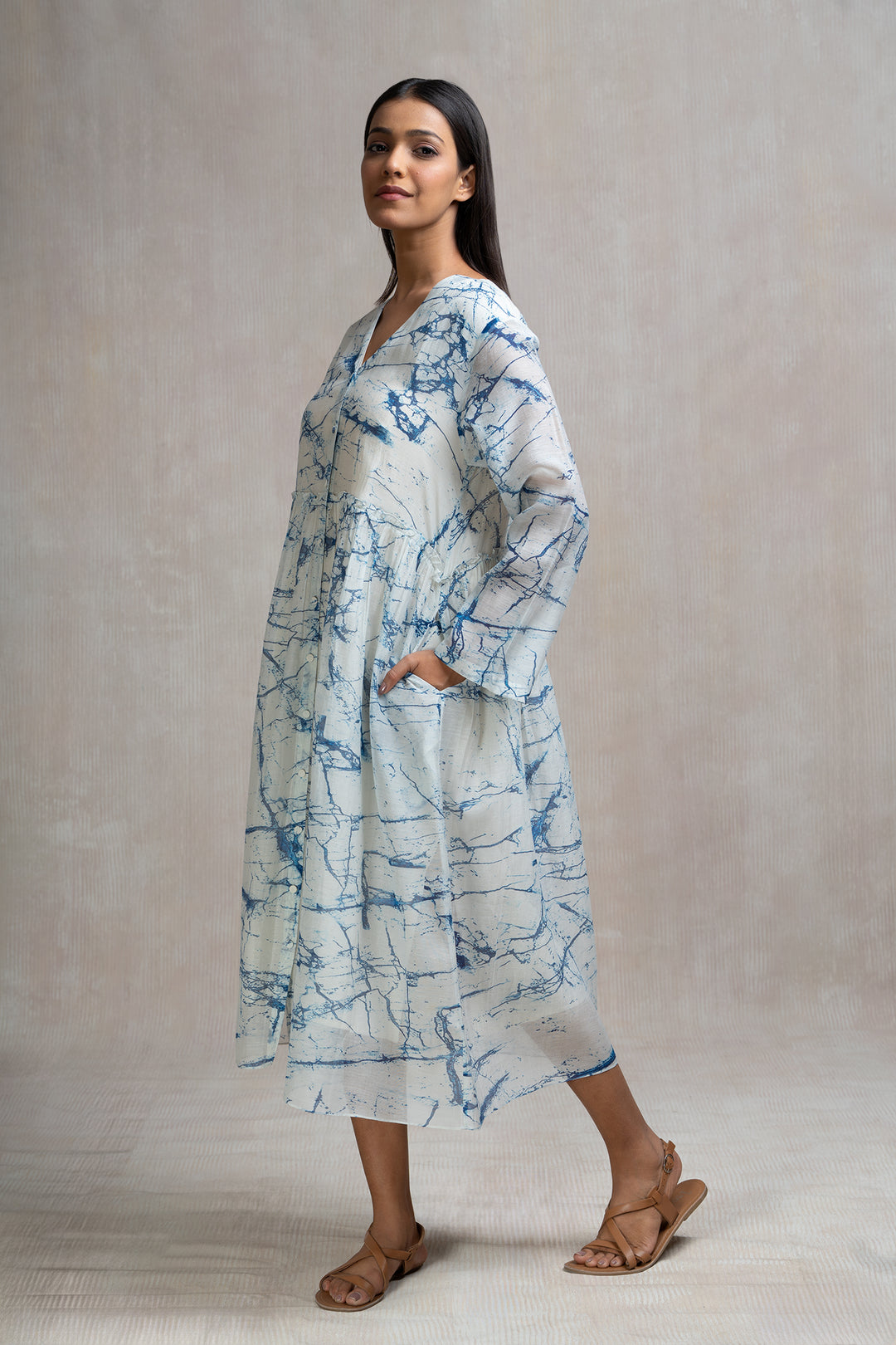 Soft Chanderi Splash Print Summer Dress