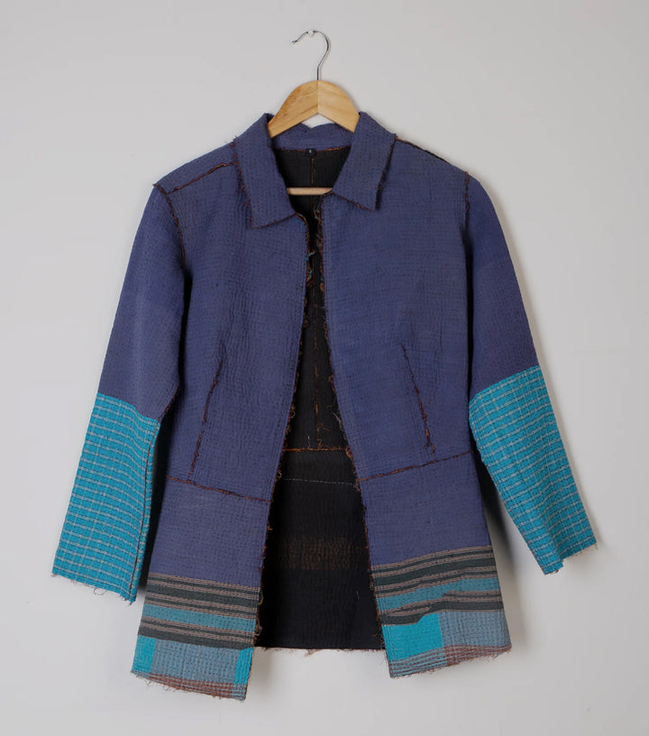 Blue Vintage Cotton Kantha Jacket