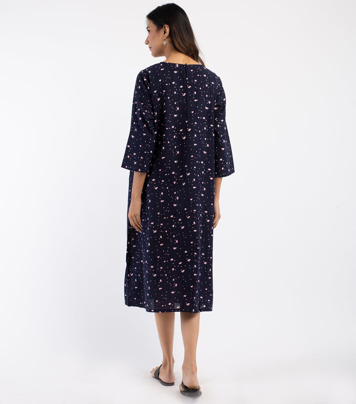 Navy printed Cotton Dress