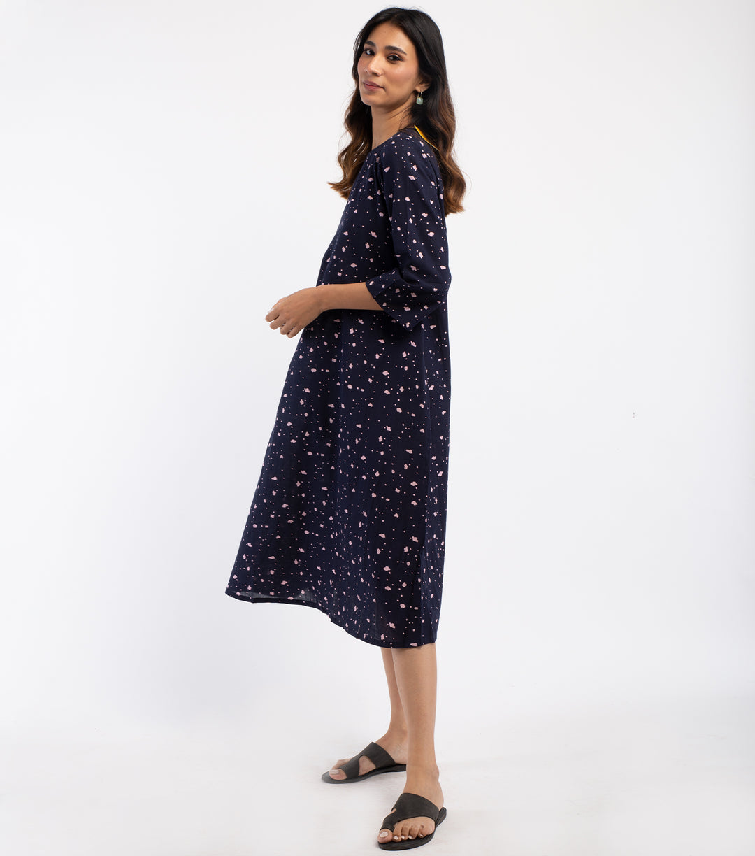 Navy printed Cotton Dress