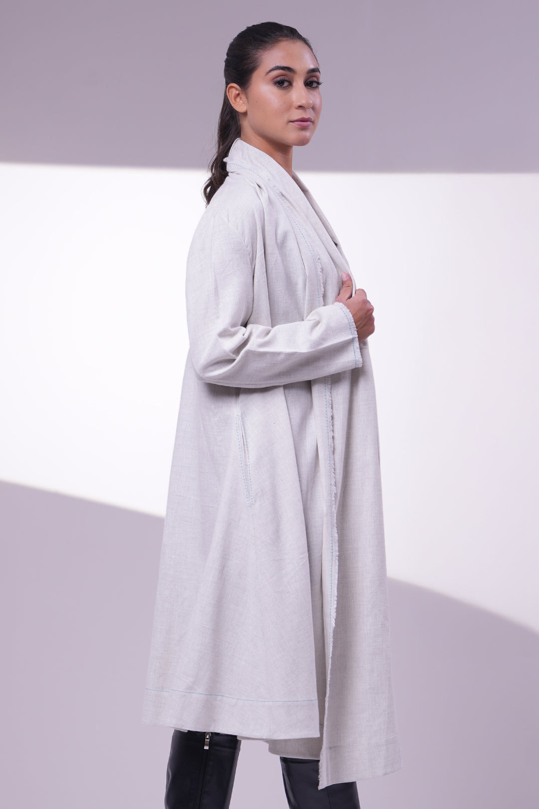 Stone White Wool Cape