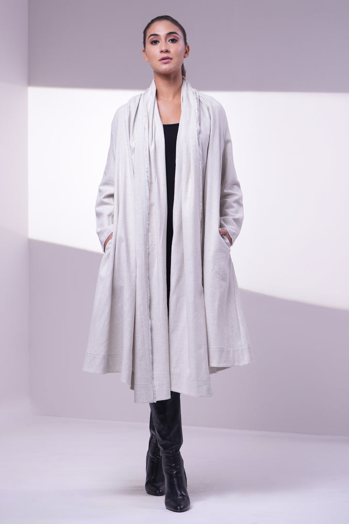 Stone White Wool Cape