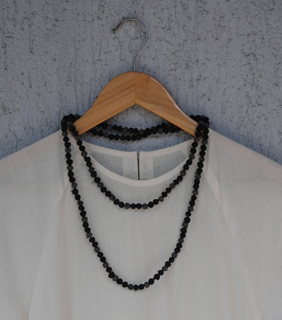 Navy Blue Chanderi Beaded Necklace