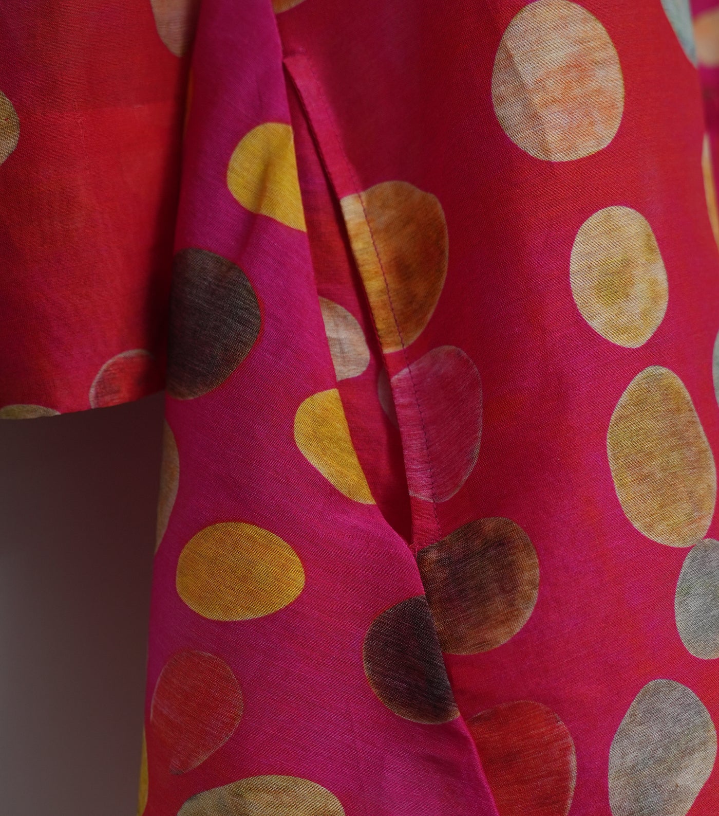 Magenta Pink Printed Chanderi Shirt