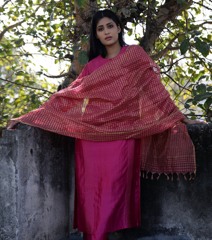 Magenta Silk Suit Set