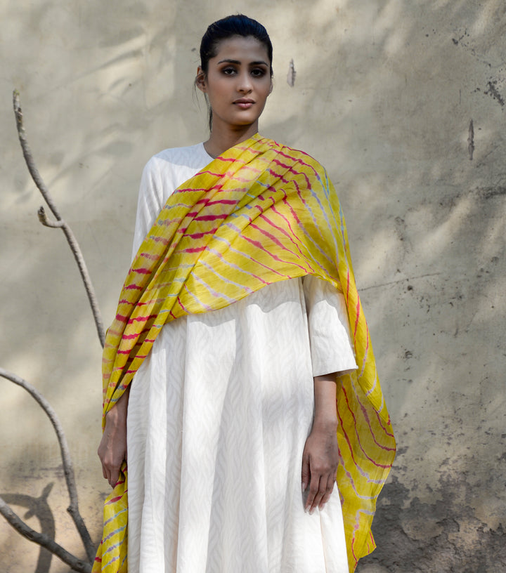 Yellow  shibori dupatta