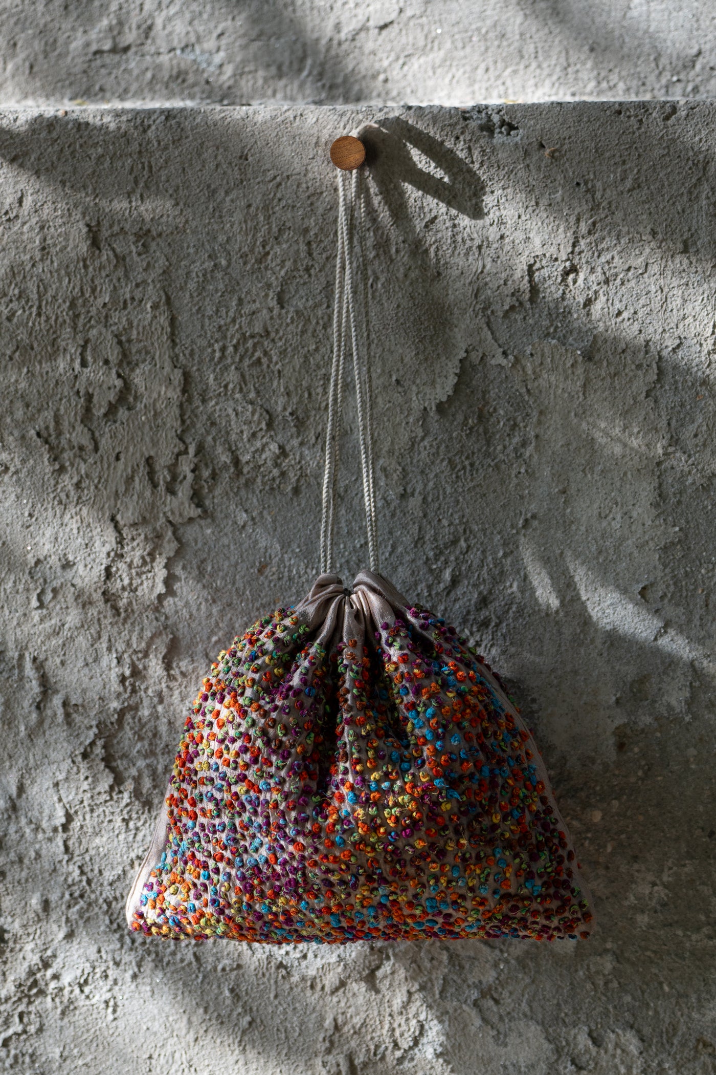 Multi-Color Silk French Knot Potli