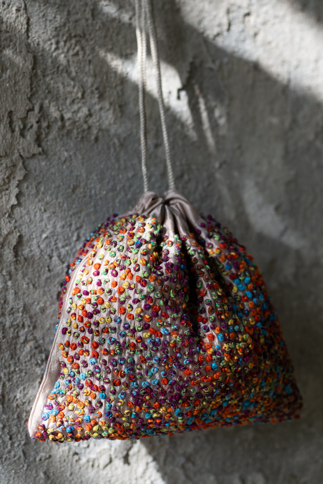 Multi-Color Silk French Knot Potli