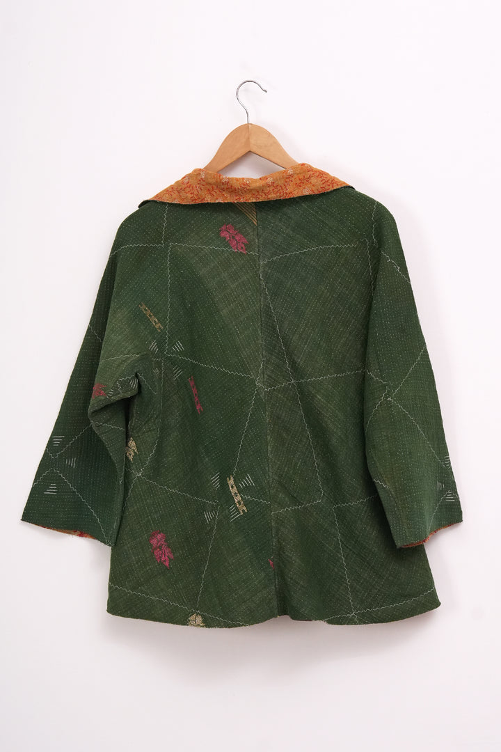 Green Vintage Cotton Kantha Jacket