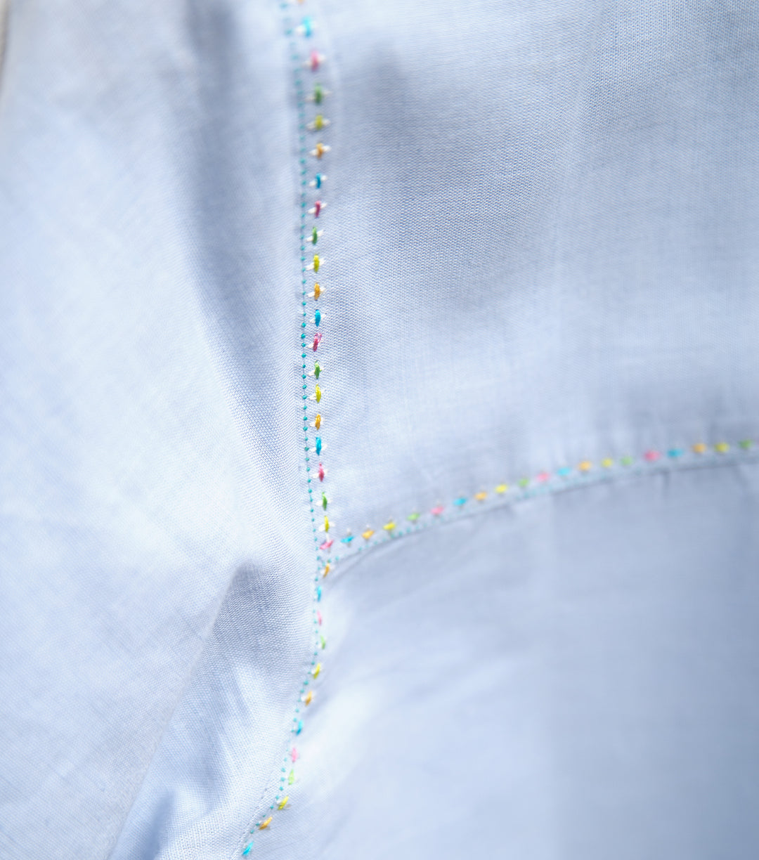 Sky Blue Cotton Embroidered Kurta