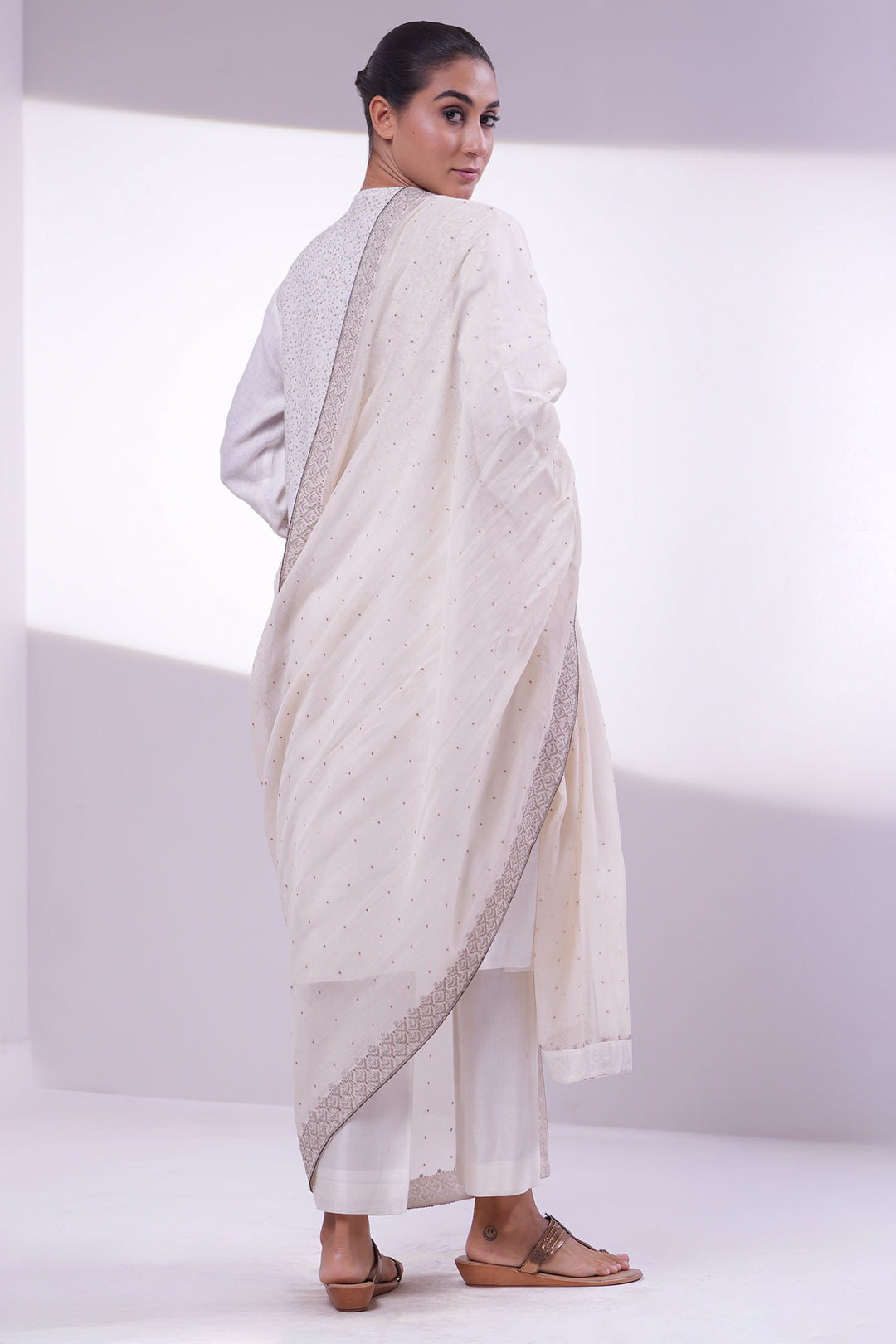 Natural Embroidered Dupatta