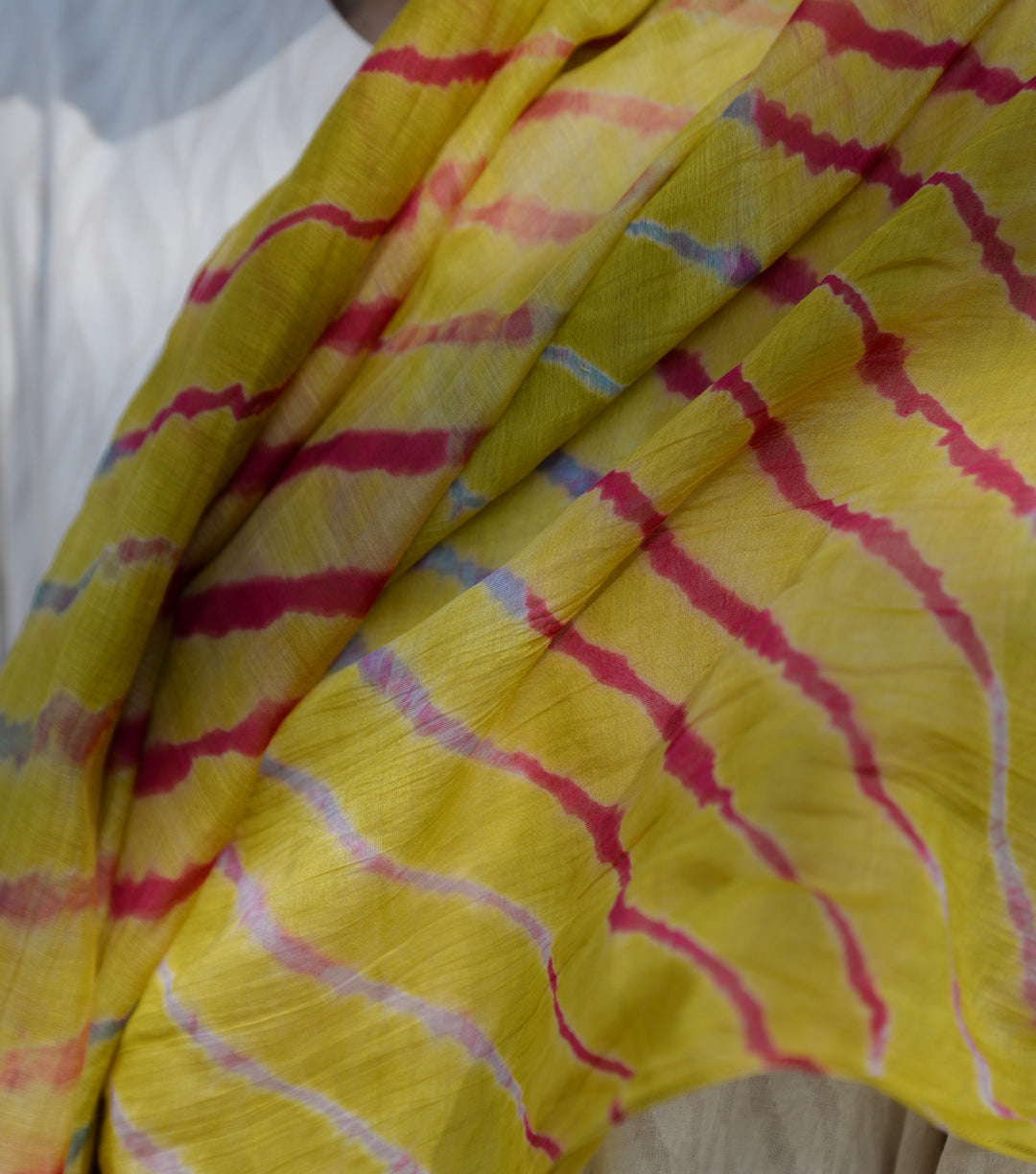 Yellow  shibori dupatta