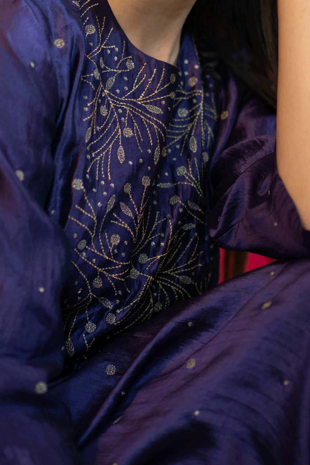 Purple Dupion Silk Kurta & Cotton Churidaar Set