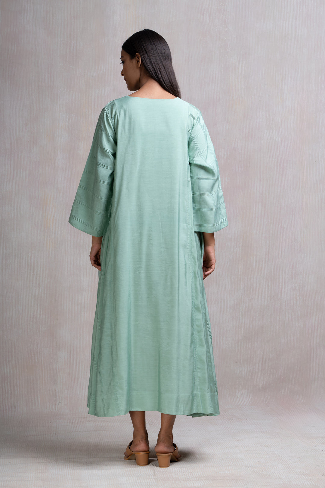 Pintucked Cotton Long Dress