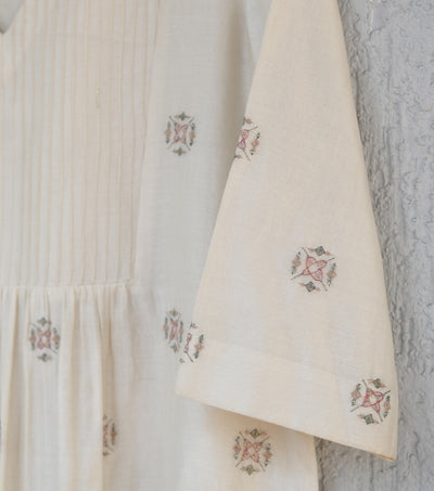 Natural Embroidered Kurta