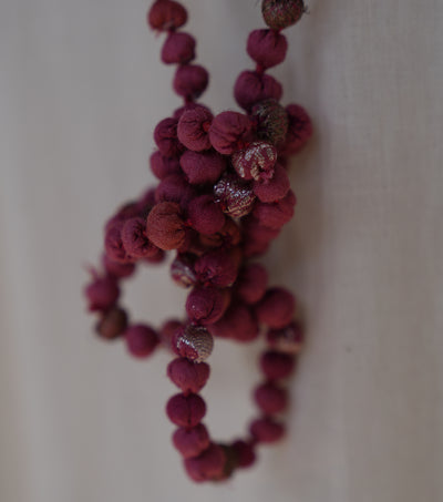 Pink Chanderi Beaded Necklace