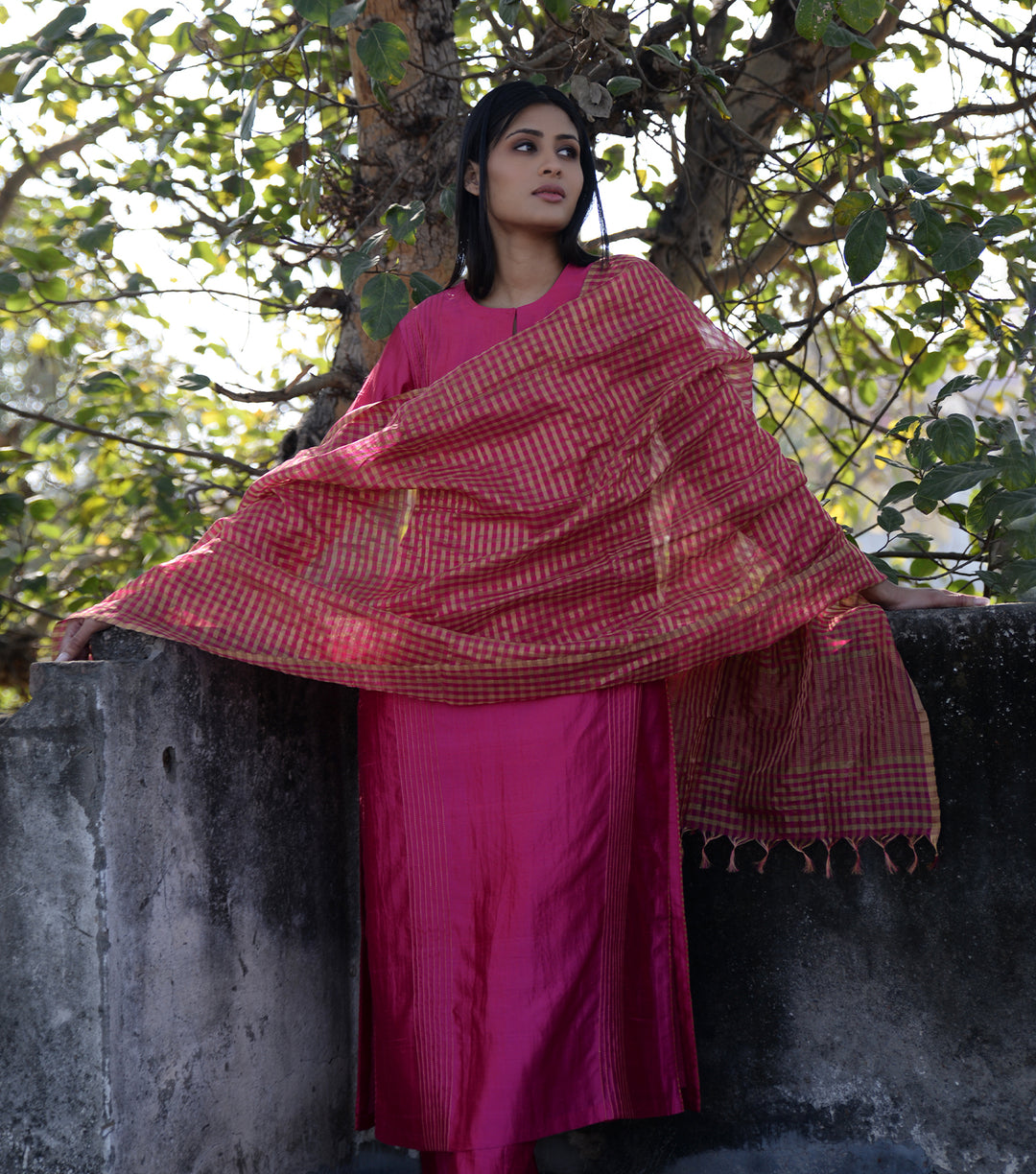 Magenta Silk Suit Set