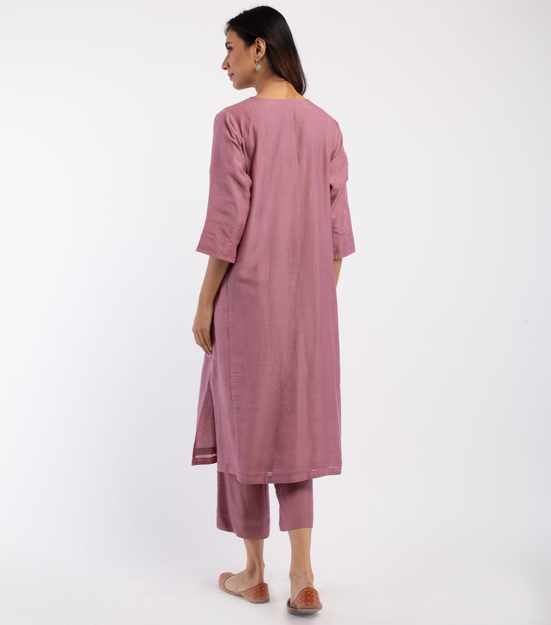 Pink Cotton Silk Kurta & Pants Set