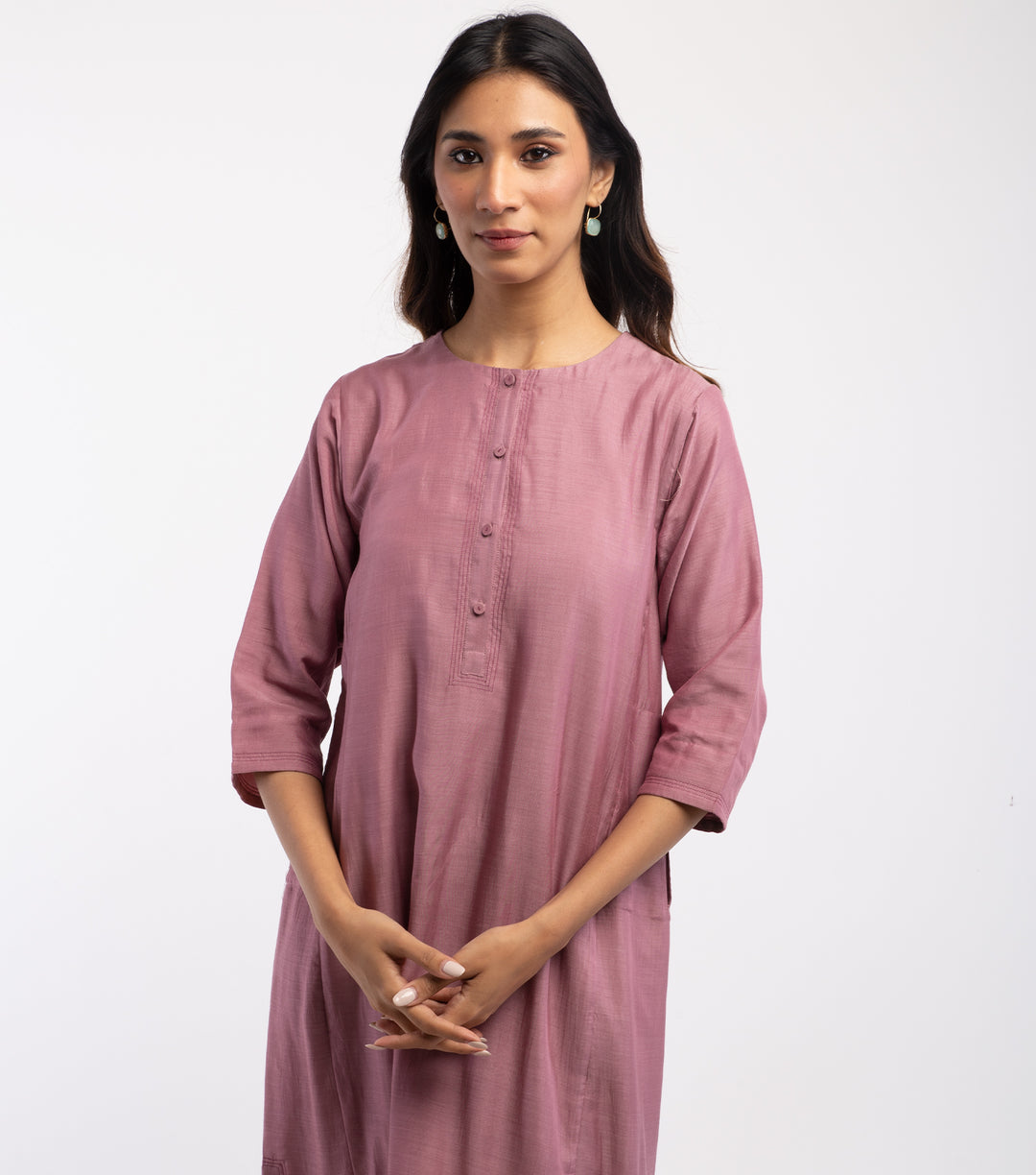 Pink Cotton Silk Kurta & Pants Set