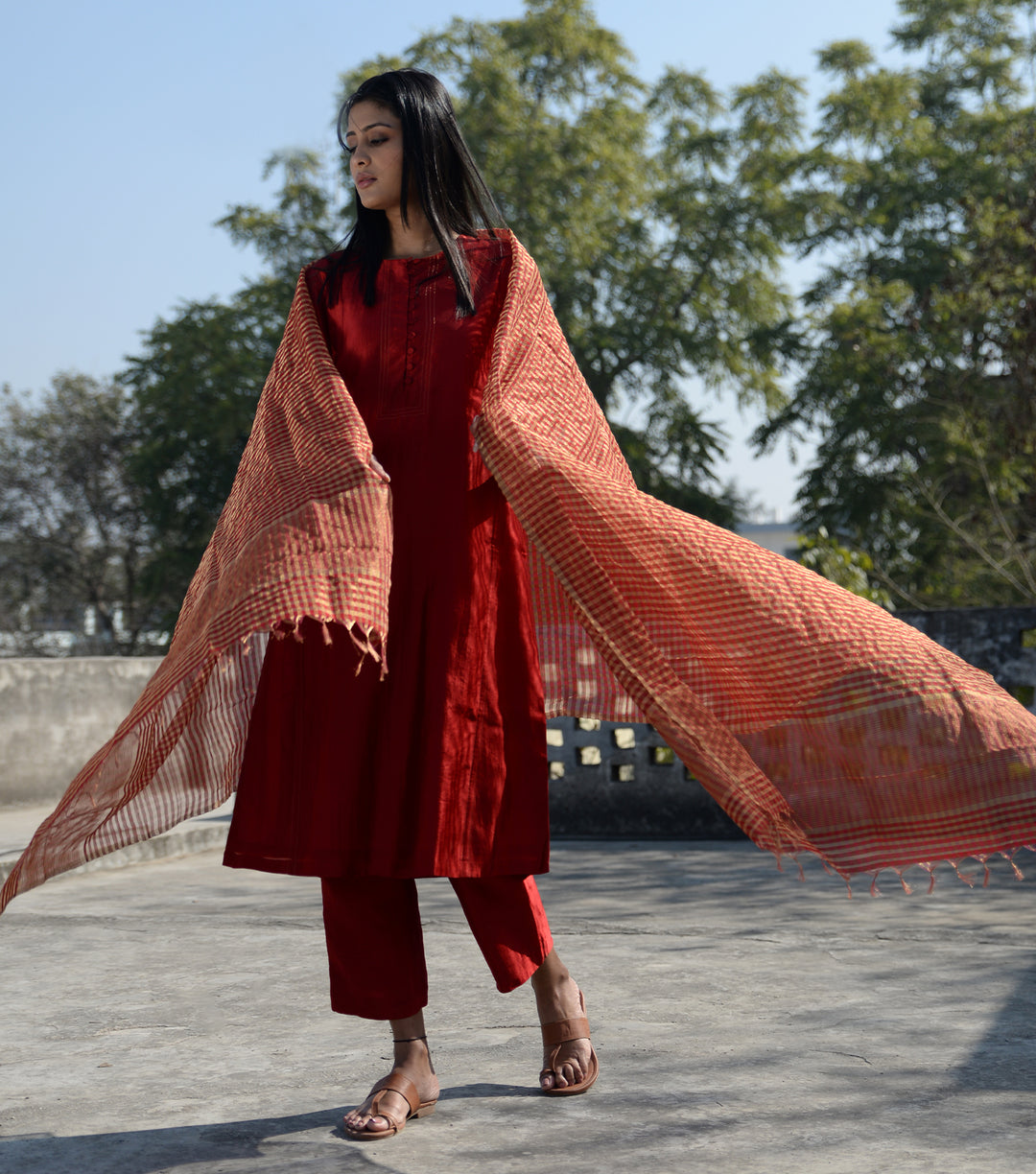 Red Chanderi Dupatta