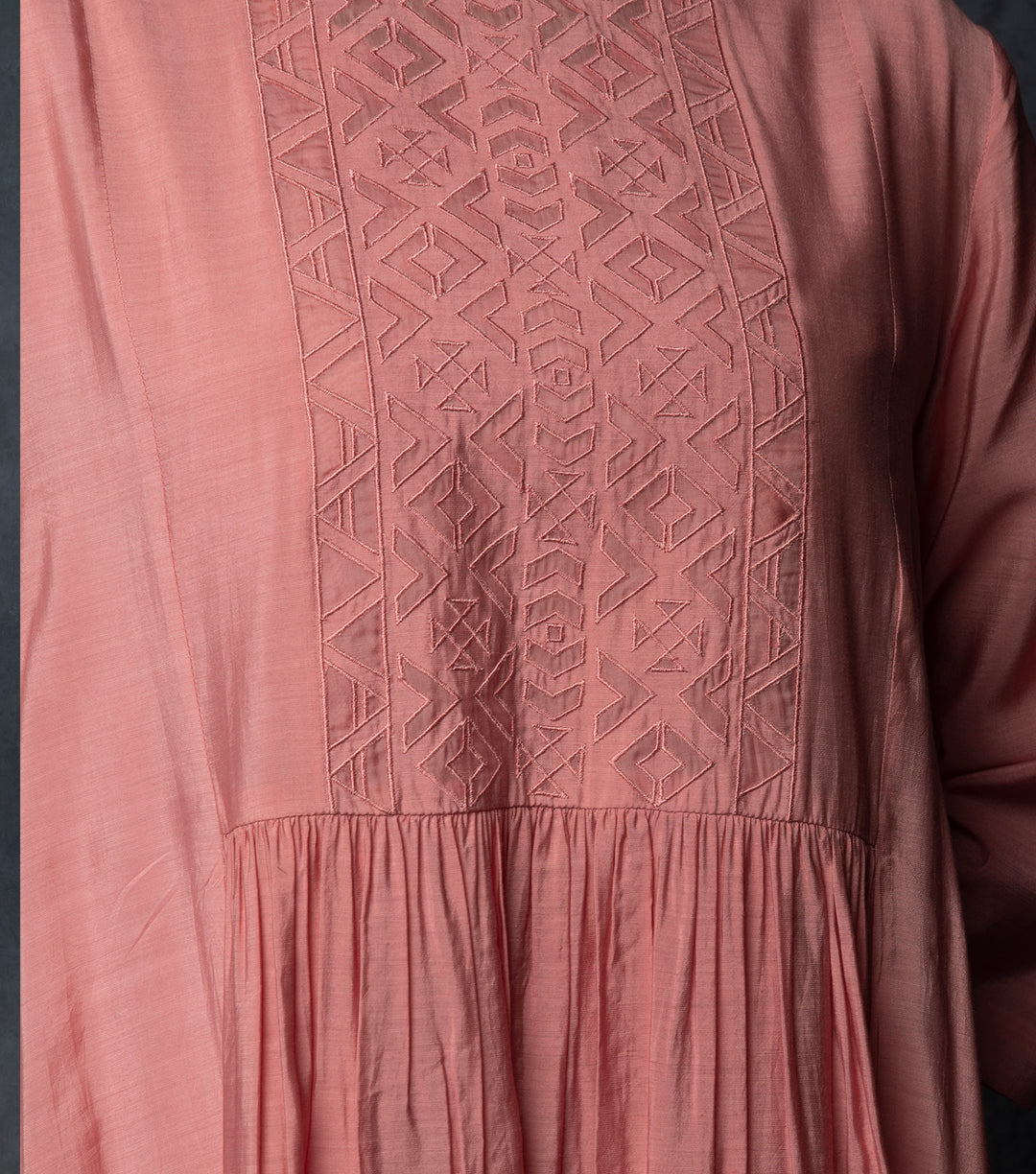 Pink Embroidered Chanderi Dress