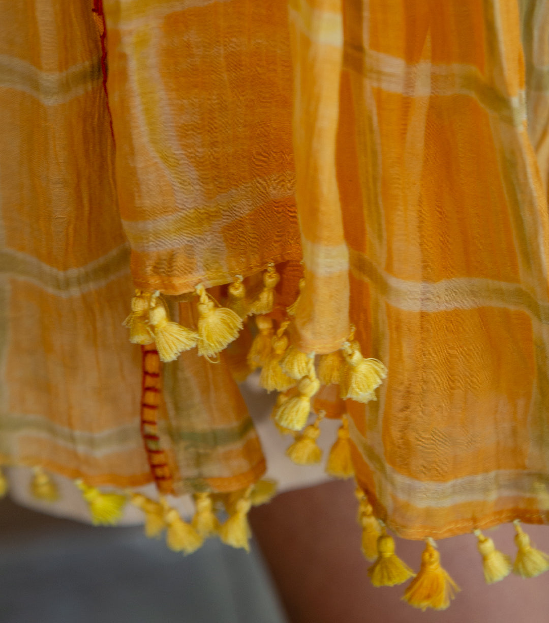 Yellow Shibori Chanderi Scarf