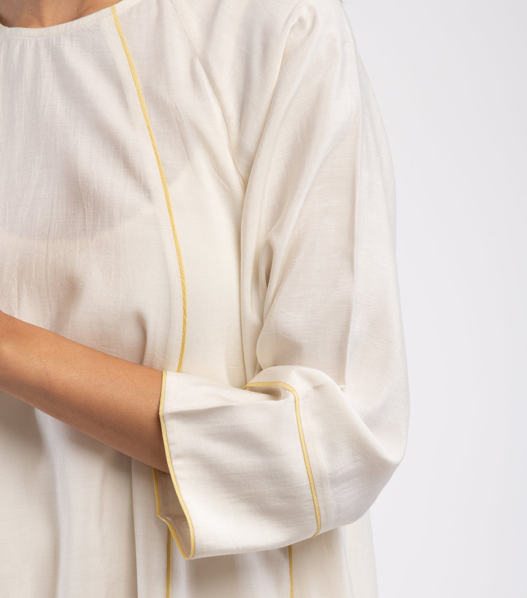 Ivory Chanderi Kurta & Cotton Palazzo Pants Set