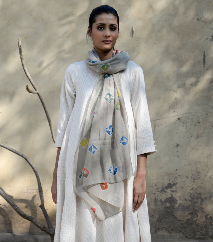 Grey base shibori  dupatta