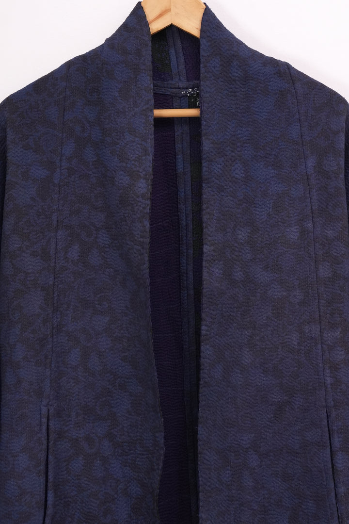 Navy Blue Vintage Cotton Kantha Jacket