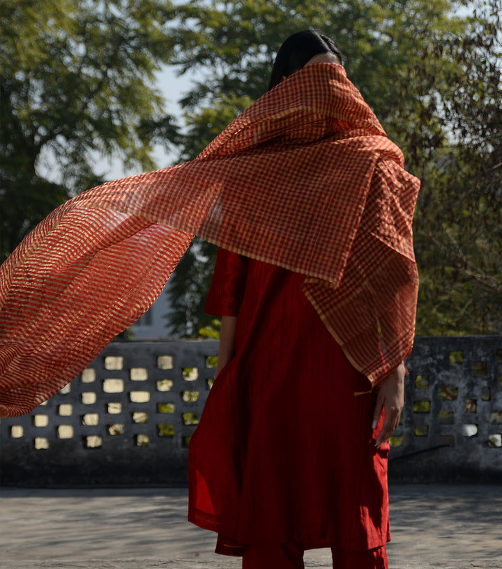 Red Chanderi Dupatta