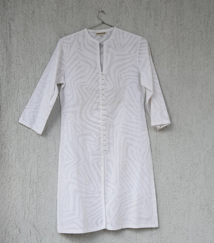 White Cotton Patchwork Kurta