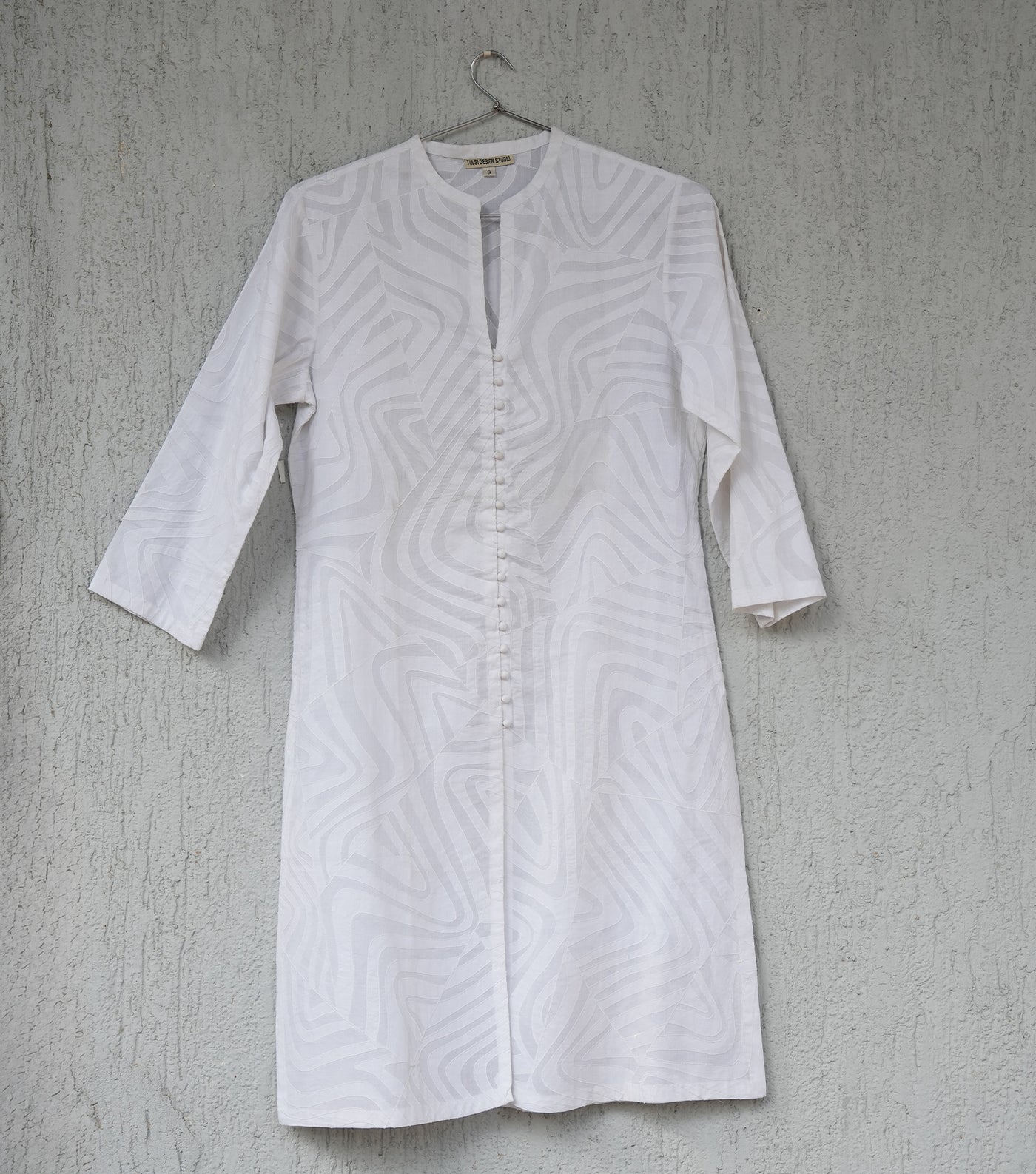 White Cotton Patchwork Kurta