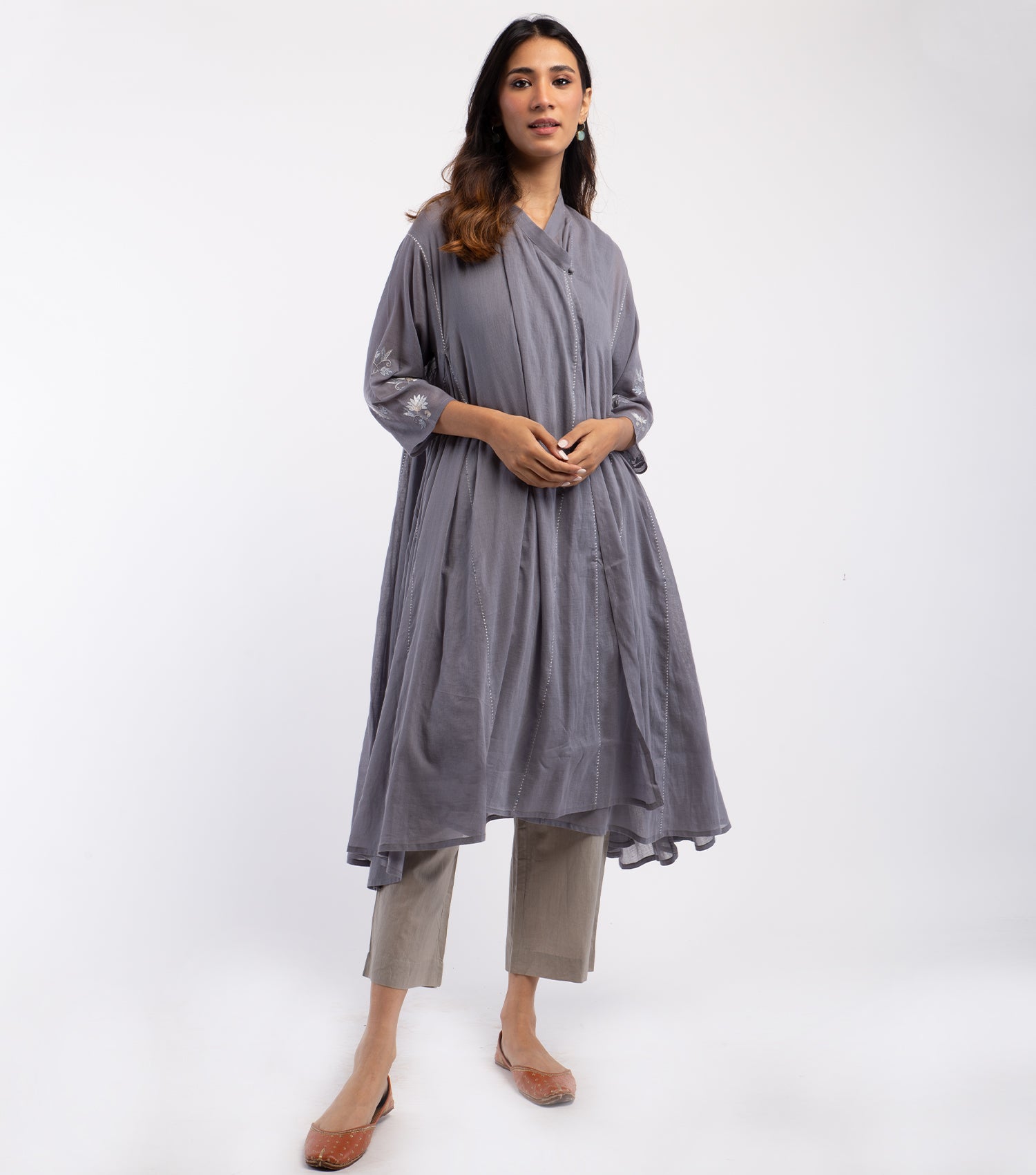 Blue embroidered Cotton choga – Tulsi Online