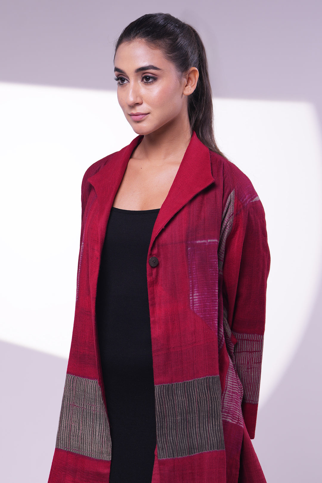 Red Wool/Silk Shibori Jacket